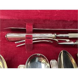 Silver plated Harrison Fisher & Co canteen of cutlery, stamped HF & Co, with similar cutlery