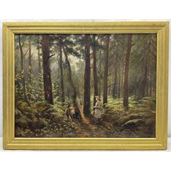 Hodgson (British late 19th century): Forest, oil on canvas signed 50cm x 67cm