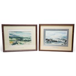 Harold Wharfe (Yorkshire 20th century): Wharfedale and Winter at Burniston, pair watercolours signed and inscribed 23cm x 35cm (2)