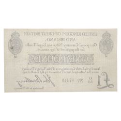 George V Bradbury second issue one pound banknote 'U53 No.87449'