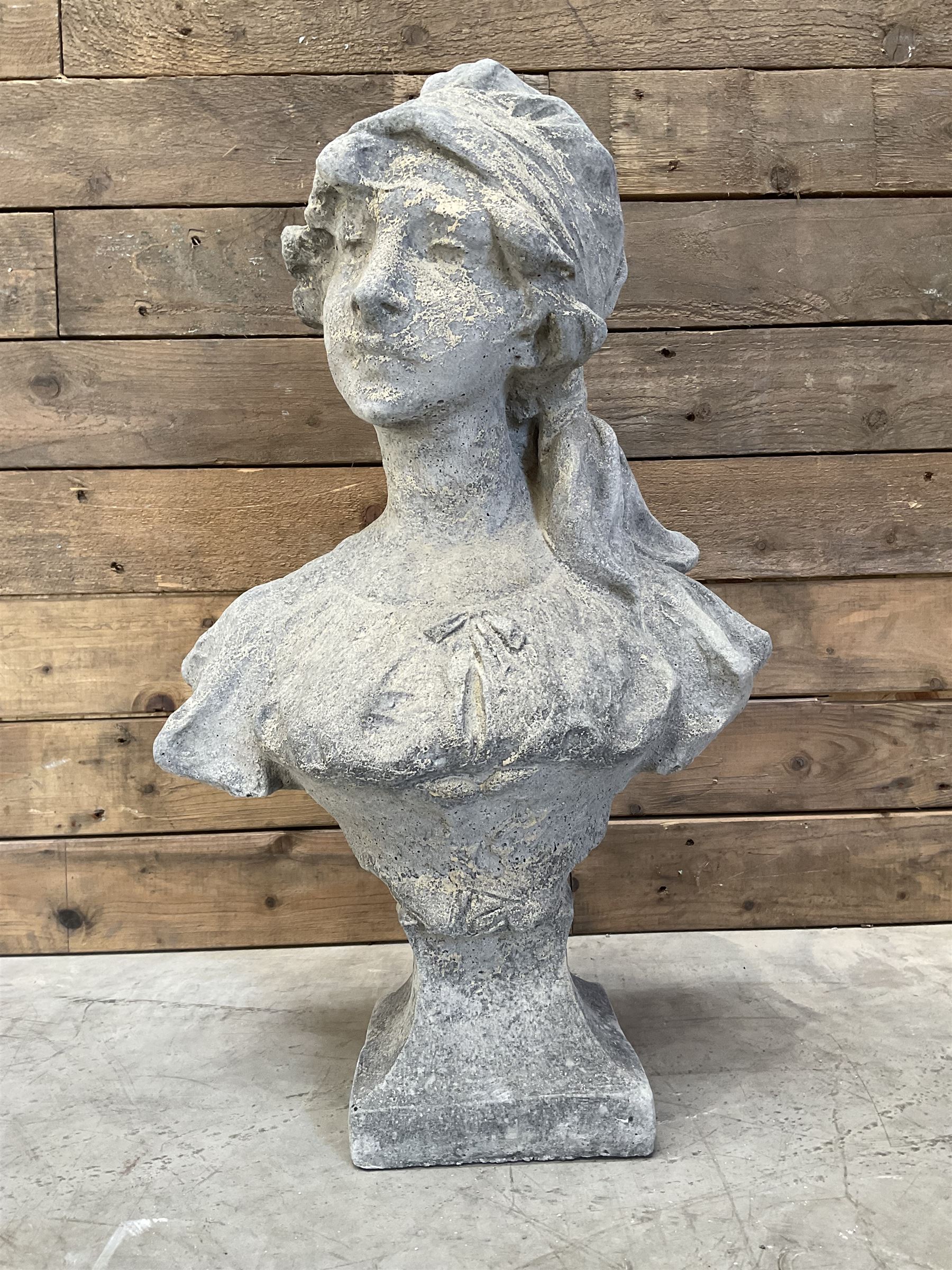 Victorian design cast stone bust depicting Jasmine