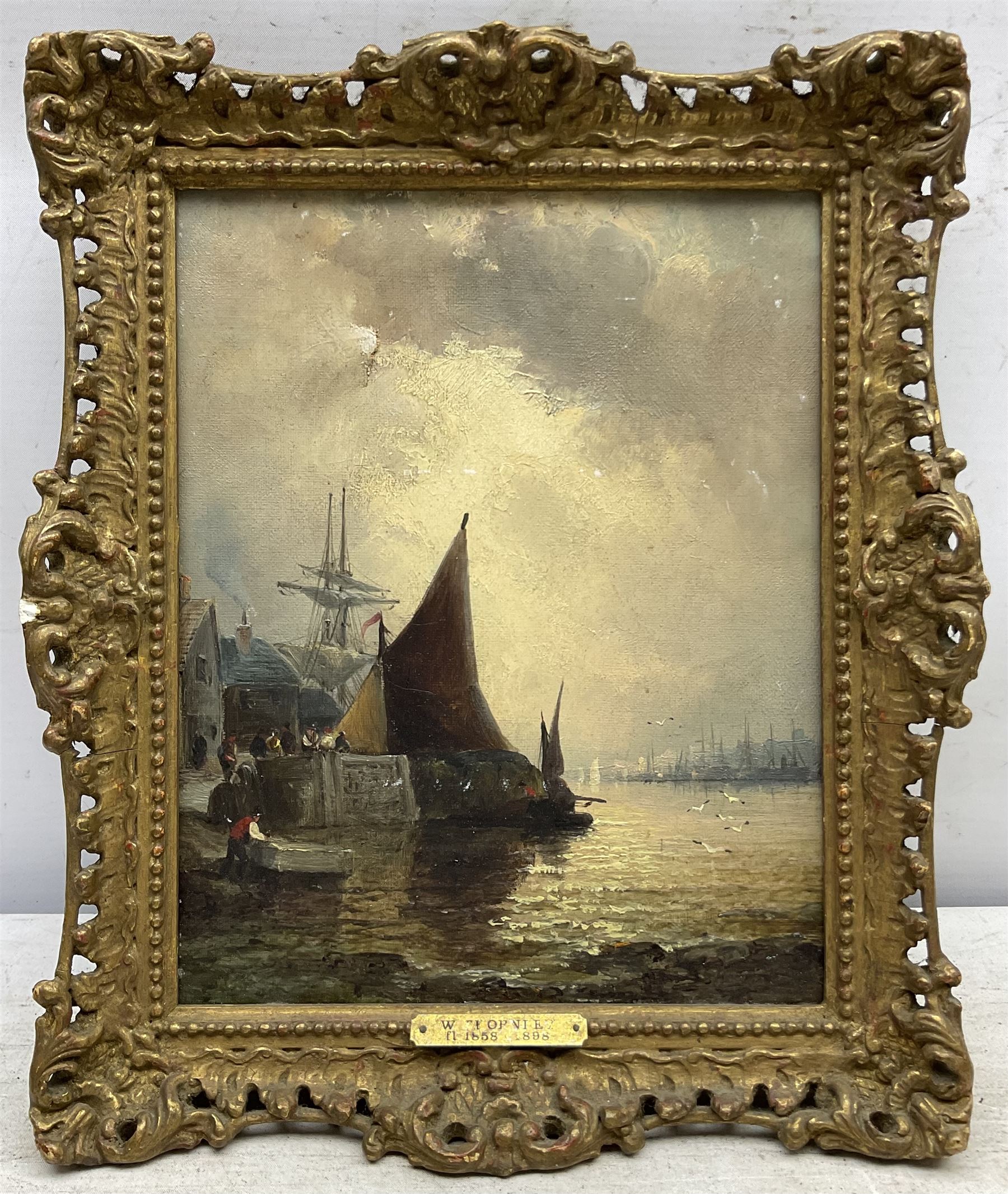 William Anslow Thornley (British fl.1858-1898): Boats in an Estuary, oil on canvas unsigned 24cm x 19cm