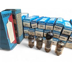 Large collection of Mazda thermionic radio valves/vacuum tubes, including boxed examples and loose bubble wrapped and identified examples