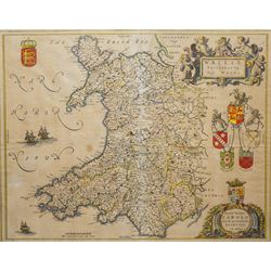 Johannes (Joan) Blaeu (Dutch 1596-1673): 'Wallia Principatus vulgo Wales', 17th century en...