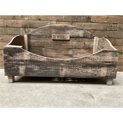 Traditional pine slatted dog bed