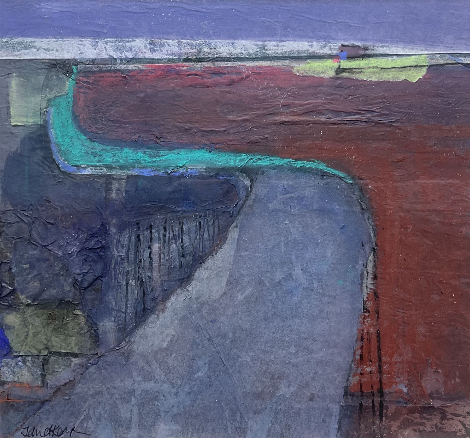 Janet Kerr (British 1957-): 'Raw Shaw', oil and mixed media signed, labelled verso 19cm x 21cm