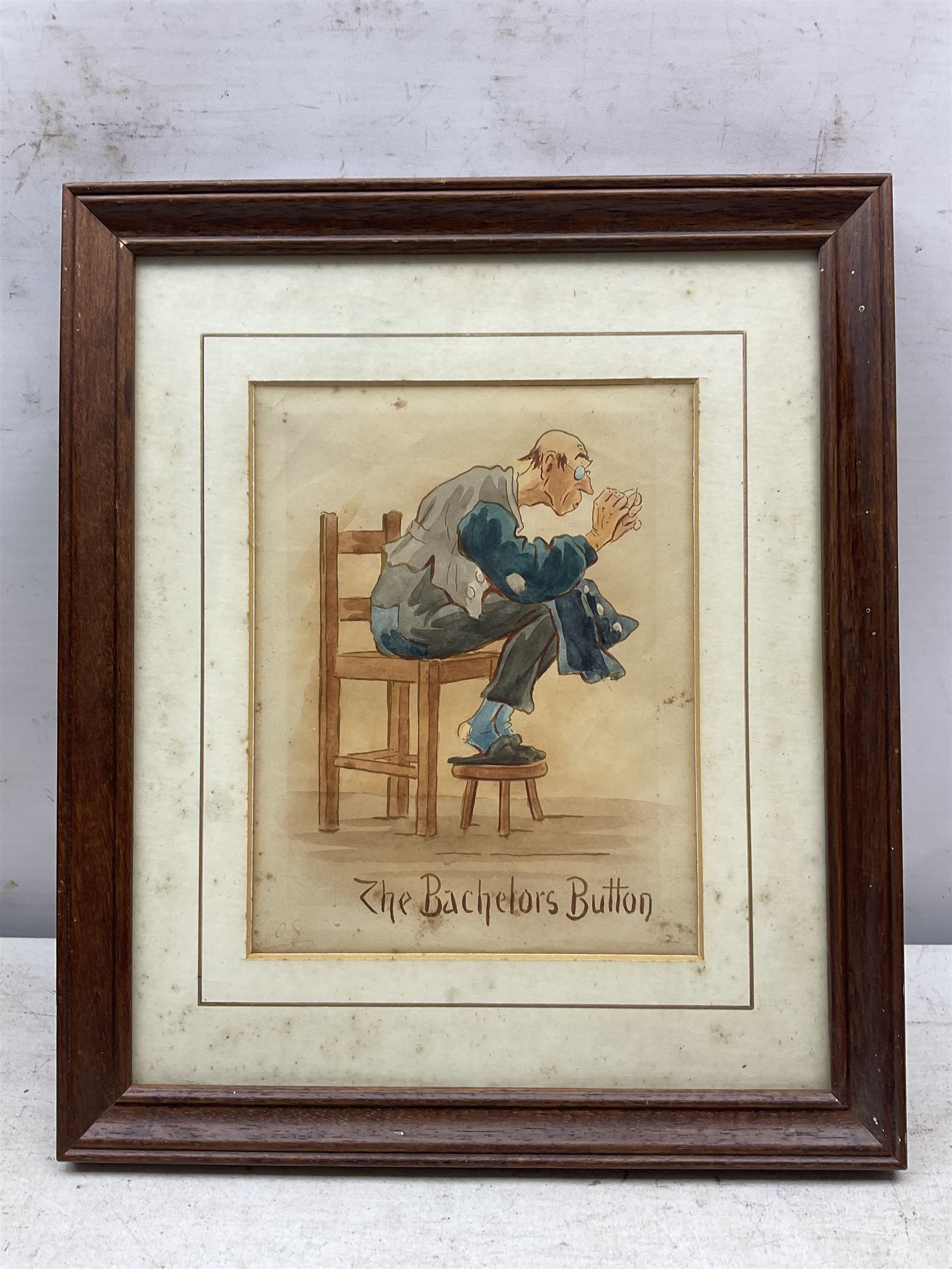 Martin Anderson (Cynicus) (British 1854-1932): 'The Bachelors Button' 'A quartette in four flats' and 'Mars & Venus' Caricatures, set three watercolours one signed max 20cm x 15cm (3)