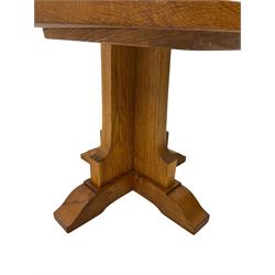 Yorkshire Oak - oak occasional table, circular top on cruciform base and sledge feet 