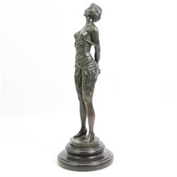 After Bruno Zach (Austrian 1891-1935) - 20th century bronze figure 'The Riding Crop' signature to base on marble socle H36cm