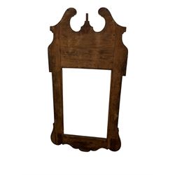 Late 19th century Italian mirror frame, broken swan neck pediment over shaped lower edge, applied mouldings, aperture - 43.5cm x 69cm 