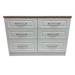 Oak and white finish six drawer chest 