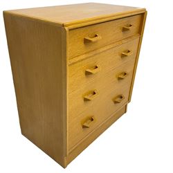 E. Gomme for G-Plan - 'Brandon' light oak chest, fitted with four long drawers, on skirted base