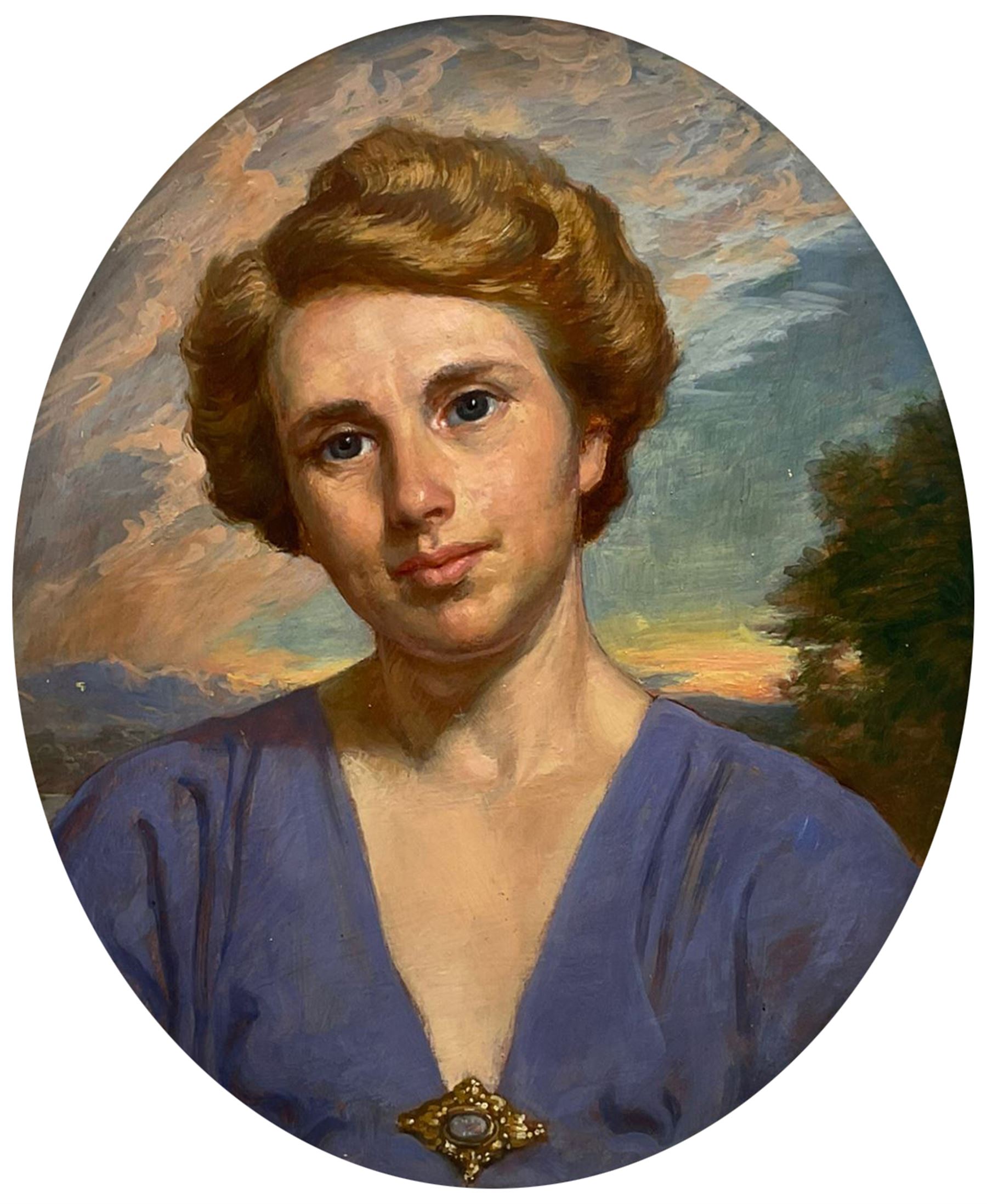 Max Colombo (German 1877-1970): Portrait of a Lady, oil on oval panel, signed and dated 1943 verso 41cm x 35cm 