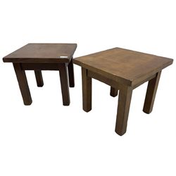 John Lewis - 'Bergerac' oak lamp tables, square plank top over straight square supports