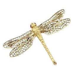 9ct gold dragonfly brooch, hallmarked