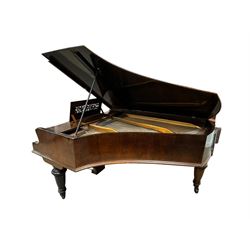 John Broadwood & Sons London - 19th century rosewood grand piano serial  No 47356 (1900-1910) overstrung cast iron frame with 88 notes, 7 octaves, Lyre with sostenuto and una-corda pedals, split-hinged key fall board and fretted music desk, case raised on three taper turned legs with brass castors, original stringing, felt, hammers, dampers and grand roller action.

This item has been registered for sale under Section 10 of the APHA Ivory Act