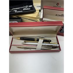 Collection of pens, including four fountain pens, two ballpoint pens, other pens and writing instruments