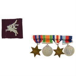 WWII Special Forces; Special Allied Airborne Reconnaissance Force relating Sgt. Raymond William Greenley, including set of four medals, The French and German Star, The 1939-1945 Star, Defence medal and War medal, together with	Parachute regiment shoulder titles, Pegasus insignia, soldiers release book, safe conduct leaflet, news article with first hand account from Sgt Ray Greenley of Newbiggin Malton and other ephemera
Sgt Ray Greenley was the first British paratrooper of the First Allied Airborne army to be dropped east of Rhine on 24th March 1945


