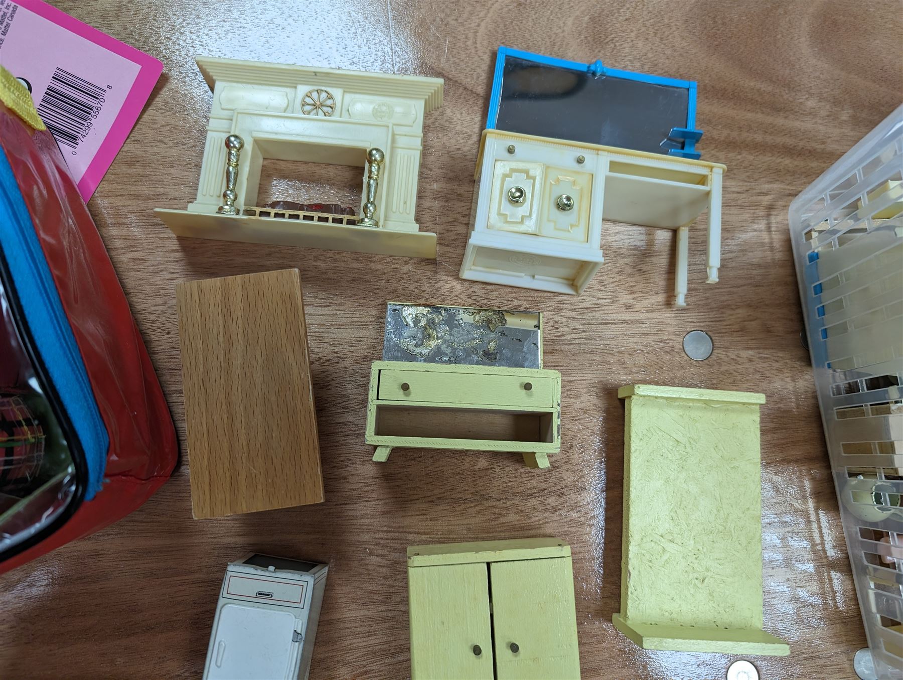 Barbie College style 55670, in box, together with a collection of dolls house furniture, including Louis Marx plastic examples