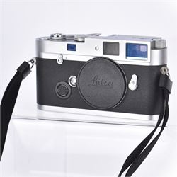 Leica MP 0.72 35mm film rangefinder camera body, in silver, chrome and black small grain l...