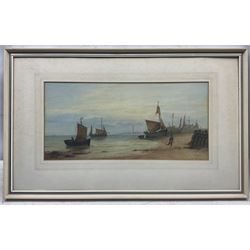 John Francis Branegan (British 1843-1909): 'Grimsby’ and ‘Midday Coast off Sussex’ pair watercolours signed and titled 22cm x 47cm (2)