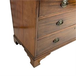 George III mahogany chest, fitted with two short and three long cock-beaded drawers, raised on bracket feet