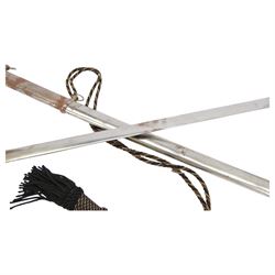 Scottish basket hilt dress sword, with leather grip, in steel scabbard, L116cm