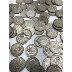 Approximately 1100 grams of Great British pre 1947 silver two shillings coins