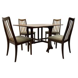 G-Plan - teak folding dining table (91cm x 136cm, H72cm), and a set of four chairs