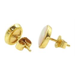 Pair of 18ct gold opal stud earrings, hallmarked