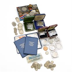 Great British and World coins, including Queen Elizabeth II 1972 silver crown cased with c...