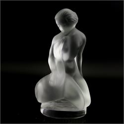 Two Lalique crystal figures modelled as Leda and the Swan and Diane, both signed Lalique, France, H12cm (2)