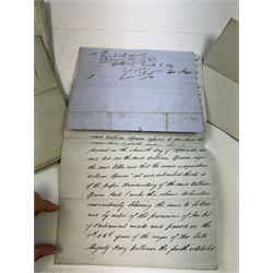 Indenture and correspondence relating to 1851 purchase of land for Scarborough and York railway at Flaxton