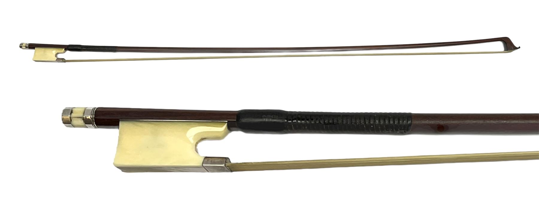 Early 20th century mounted pernambuco violin bow with ivory frog, stamped DODD L74.5cm - Musical Scientific Instruments, Cameras & Maritime