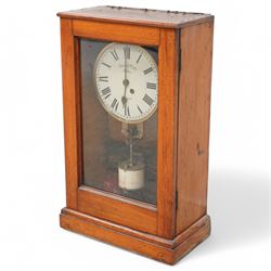 Gent & Co Leicester-early 19th century mahogany cased nightwatchman master clock c1905, wi...