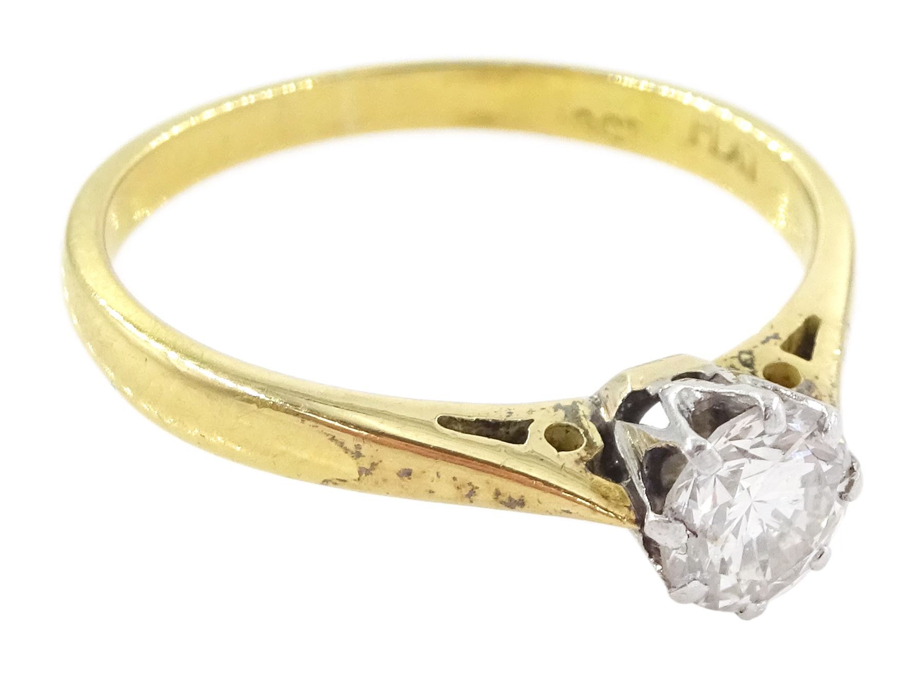 18ct gold single stone round brilliant cut diamond ring, stamped 18ct Plat, diamond approx 0.50 carat