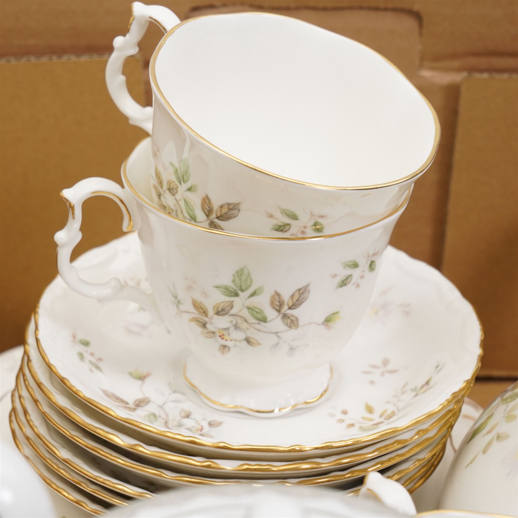 Royal Albert Haworth tea set 21 pieces and Noritake Glenwood coffee set