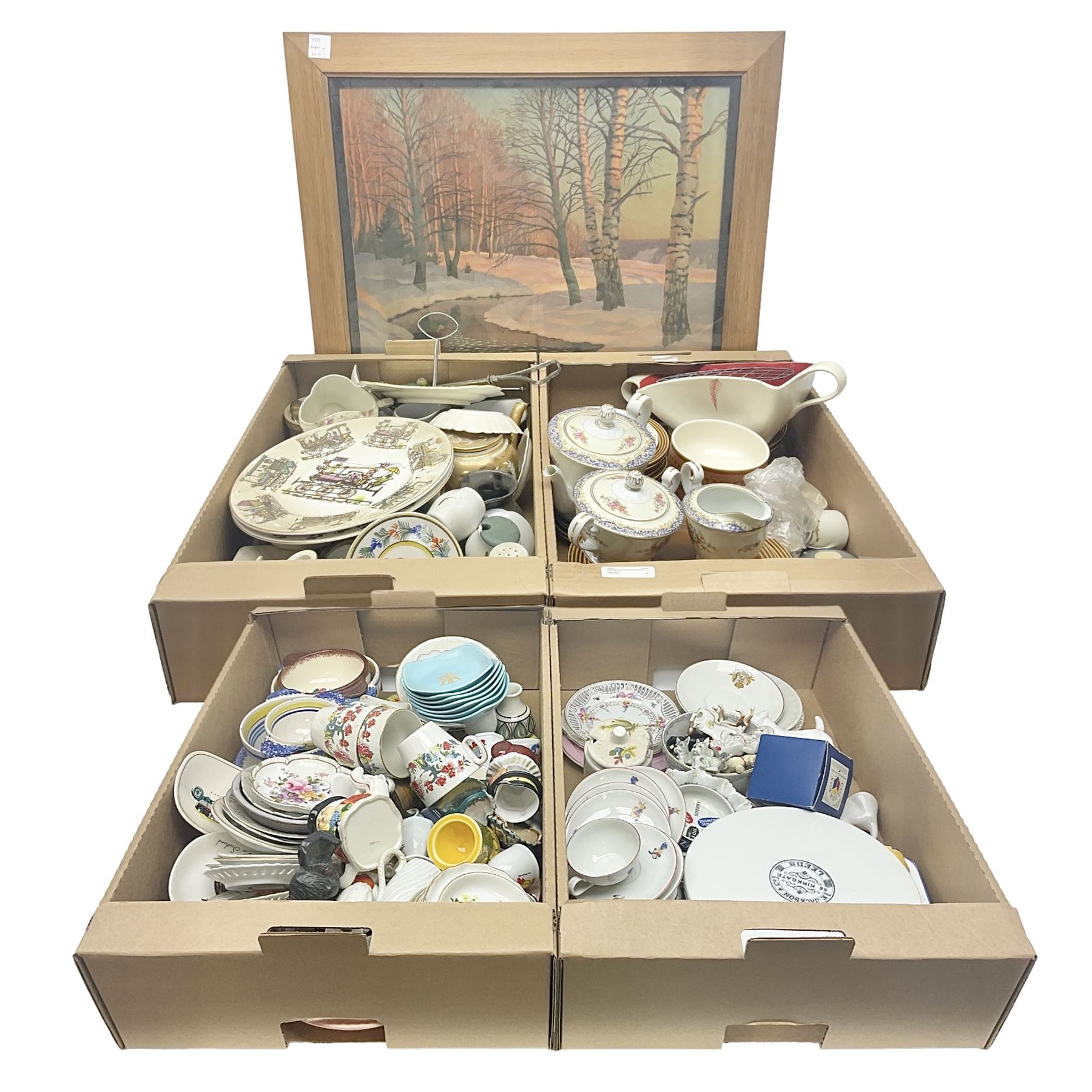 Collection of ceramics, to include Hornsea dinner wares, other tea services, trinket dishes etc, in four boxes 