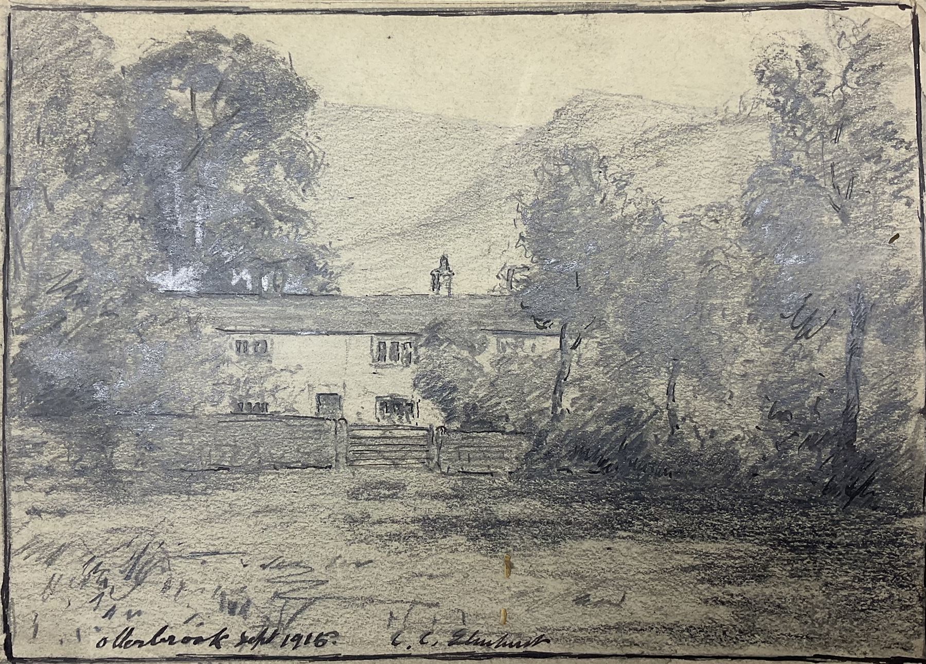 Charles Cutts Elmhirst (Staithes Group 1872-1937): Artist’s Sketchbook, Landscapes around Thorne and Helmsley, comprising eight pencil sketches and a watercolour of Thorne Church, variously signed titled and dated, disbound, overall 18cm x 25cm