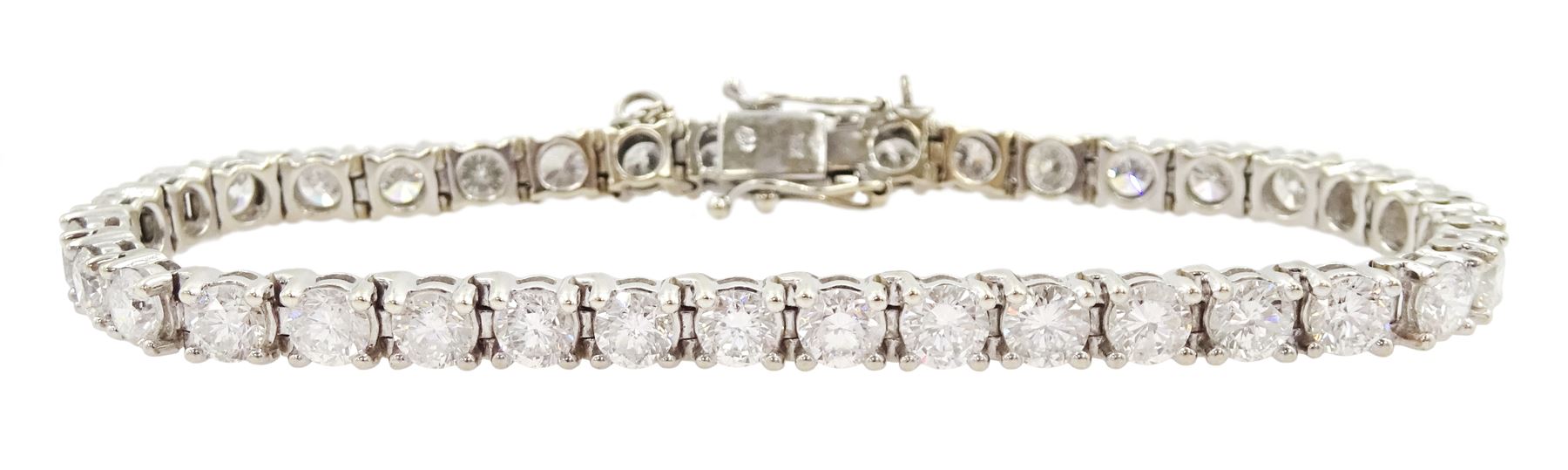 18ct white gold round brilliant cut diamond bracelet, stamped 18K, total diamond weight approx 10.80 carat