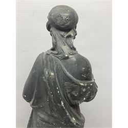 Four spelter figures of women in neoclassical dress, largest H47cm