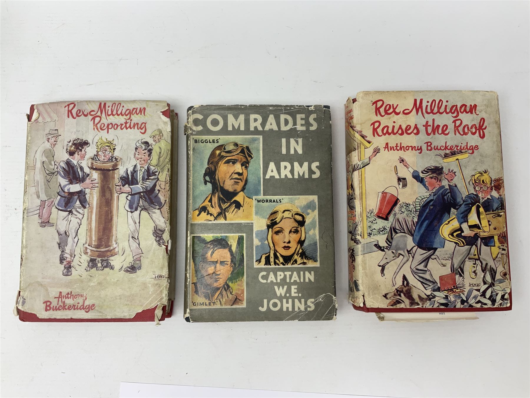 Collection of children's books, annuals and similar, including Enid Blyton; Bible Stories, full set of fourteen, Macmillan and Co 1955, Anthony Buckeridge; Rex Milligan Reporting, first edition Lutterworth Press 1961 and Rex Milligan Raises the Roof, second impression Lutterworth Press, 1956, apt. W.E Johns; Kings of Space, Biggles Follows on, Biggles Learns to Fly, Comrades in Arms, thee copies of My Garden an Intimate Magazine for Garden Lovers etc (29)