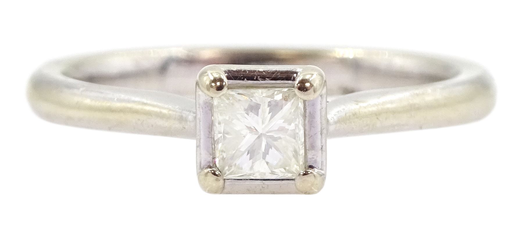 18ct white gold single stone princess cut diamond ring, diamond approx 0.25 carat