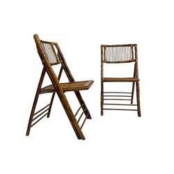 Mid-20th century bamboo framed folding chairs