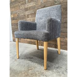 17 x armchair upholstered in textured grey fabric, beech legs