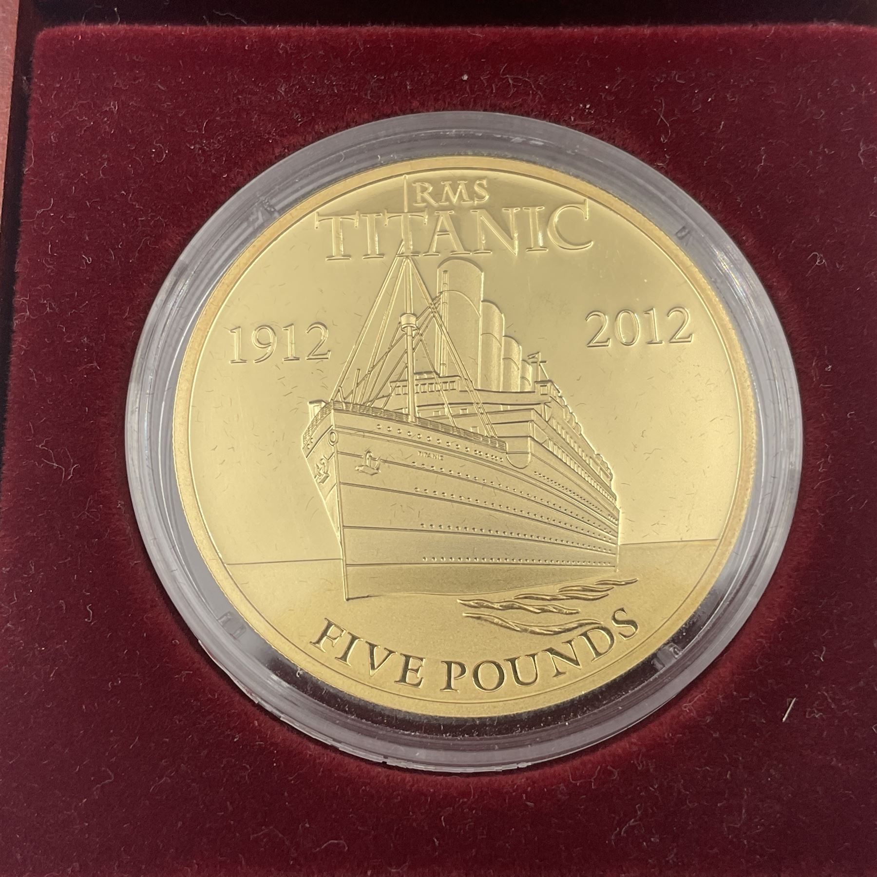 Queen Elizabeth II Bailiwick of Jersey 2012 'R.M.S. Titanic Centenary' gold proof five pound coin, cased with certificate