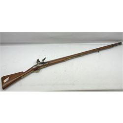 Brown Bess style 10-bore flintlock musket, the action marked with Crowned GR, 'Jordan' and dated 1758, the 104cm(41