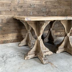 4 x Rustic square restaurant bistro table, parquetry top, X shaped base