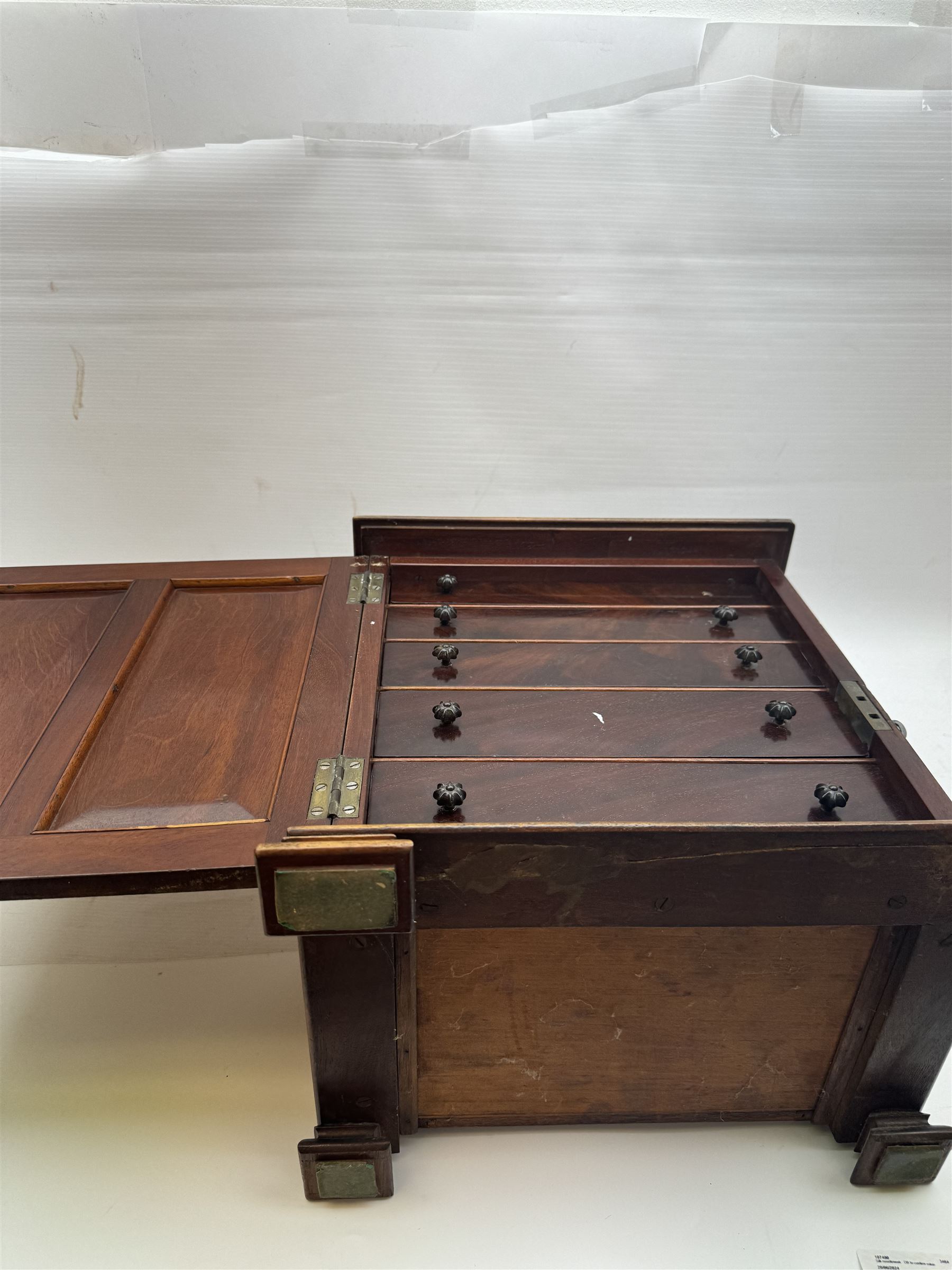 19th century mahogany table top cabinet, fitted with five drawers, H38cm