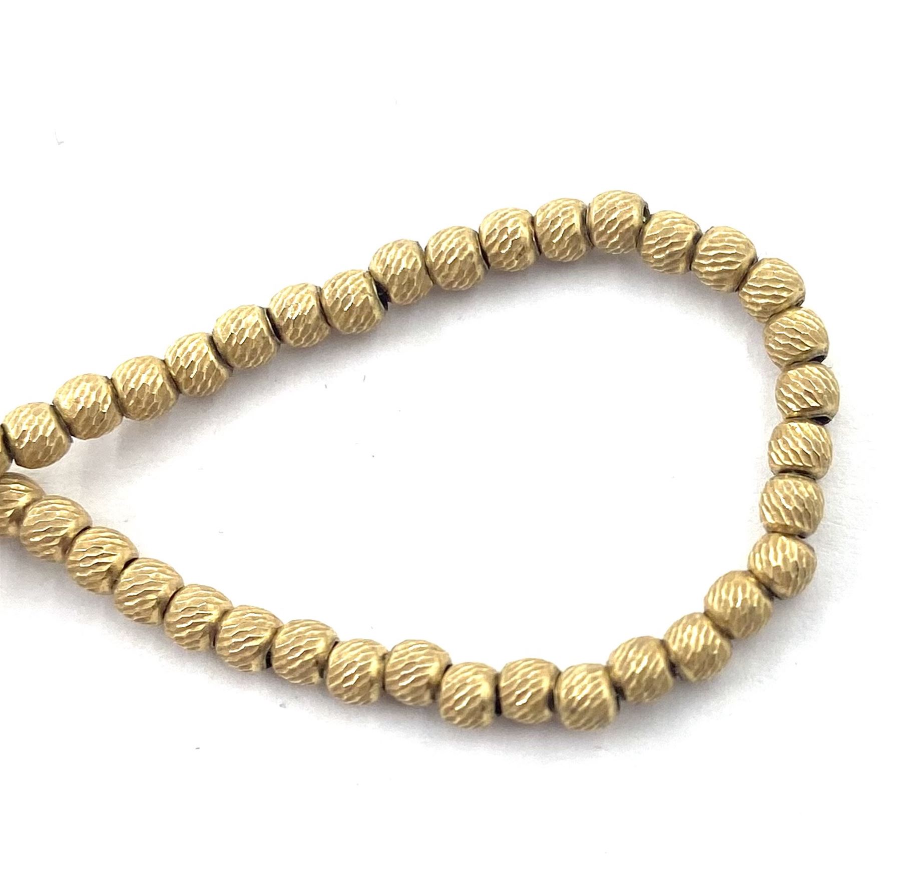 18ct gold bead link chain necklace, stamped 750